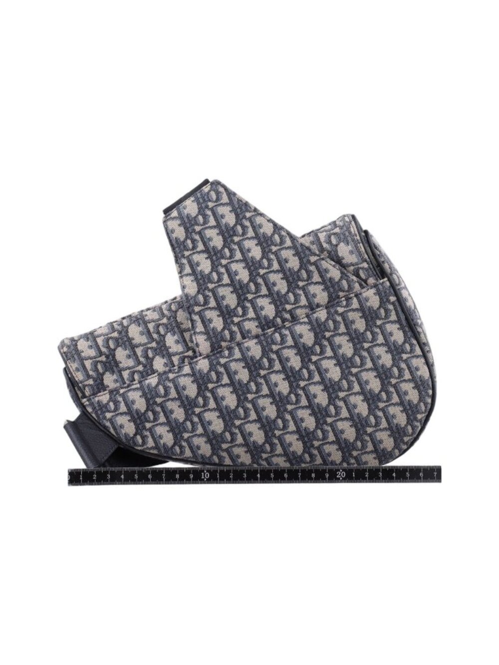 Dior Saddle Bag Gray Navy Black Jacquard Leather - Picture 2 of 15